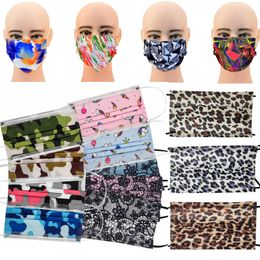 17.5*9.5cm Adult Designer Face Mask (10pcs/pack) Disposable Masks fashion Earloops protective Mask 3 layers Camouflage 50 models DHL free