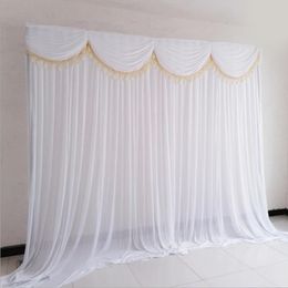 10x10ft Ice silk elegant wedding backdrop curtain drape wedding supplies curtain drapes background for party event Tied Piped265S