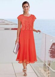 Elegant Cheap Lace Chiffon Mother Of The Bride Dresses Tea Length Groom Mothers Prom Party Gowns Beach Boho Wedding Guest Dress Plus Size