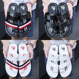 huaraches slippers loafers flats leather luxury slides designer sandals Striped Colour Slippers male Non-slip Slides Beach flip flops