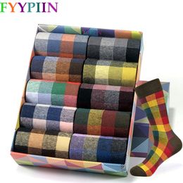 New Men's Socks Casual Business Happy Fashion Design Men's Cotton Socks Colourful Plaid Gentleman Socks Men 200924