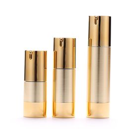 15ml 30ml 50ml Gold/silver Empty Cosmetic Airless Bottle Portable Refillable Pump Dispenser Bottles For Travel Lotion LX3255