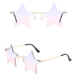 Pentagonal Star Sunglasses Women Shade Ocean Lenses Rimless Versatile Sun Glasses Cool Designer 5 Colours Wholesale