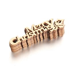 10pcs DIY Laser Cut Wooden Slice Merry Christmas Hanging Ornaments Handcraft Letter Wood Pieces Crafts Xmas Home Decoration