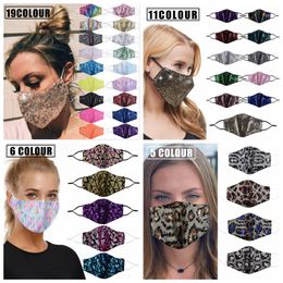 Sequin Adult Mask Glitter Personality Mouth Cover Fashion Leopard Print Anti Fog Mask Cover Bling Bling Dance Mask Protective Masks LSK1295