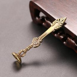 Ancient Brass Portable Pressure Stick Dry Herb Tobacco Porous Holder Sword Shape Press Rod Portable Innovative Design Smoking Tool DHL