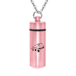 Cylinder Cremation Necklace For Ashes Dog Aluminium Alloy Charms Pendant Urn Necklace For Ashes With Fill Kit