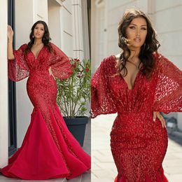Sequins Beaded Prom Dresses V Neck Mermaid Cocktail Party Dress Custom Made Designer Fomal Gowns Evening Wear