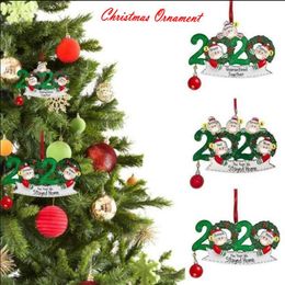 DHL Free Ship Christmas Tree Ornament DIY Family Of 2 3 4 5 White Brown Santa Pendant Ornament Social Distancing Decoration FY4278