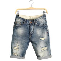 Men Jeans Knee Length Summer Denim Shorts Male Bermuda Skate Board Harem Mens Jogger Ripped Wave Plus Size 28 40271q