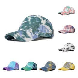 hot European and American Tie Dyed Hat baseball caps men and women sunscreen duck cap adjustable Party Hats T2C5282