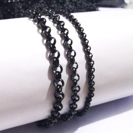 3meter lot in bulk 2.5mm/3.5mm black stainless steel round rolo chain jewelry findings marking Chain DIY MENS WOMEN
