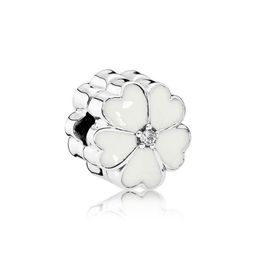 NEW 100% 925 Sterling Silver 1:1 Genuine Gem 791822EN12 White Primrose Clip Fit DIY Bracelet Original Women Wedding Vintage Gift