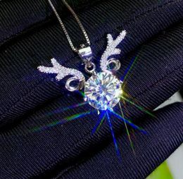 Sterling Silver S925 1CT Moissanite Diamond Necklace Pendant Silver Chain Wedding Engagement Women Gift D/VSS1 Hip Hop Punk Gift