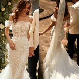 Gorgeous Mermaid Wedding Dresses Beads Appliqued Lace Spaghetti Tulle Custom Made Cheap Bridal Gown Sexy Backless Robes De Mariée