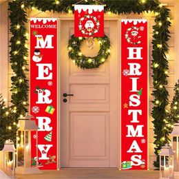 Christmas Couplet Fabric Door Hanging Ornaments New Year Party Decor Door Curtain for Home Window Festival Decoration