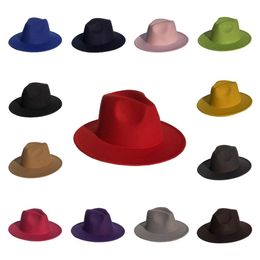new Men's Fedora Hat For Gentleman Women Hats Wide Brim British Cap Band Wide Flat Brim Jazz Hats Party Hats T2C5280