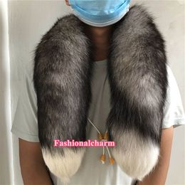 Unisex Real Genuine Fox Fur Collar Scarves Wraps Luxury Scarf Shawl