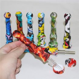 Portable smoke nectar pipe wholesale Silicone Water Pipes for Smoking Dry Herb Unbreakable Percolator Bong Oil Concentrate wax dab rig