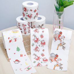 Jul toalettpapper Julmönster Serie Rollpapper Skriv ut Rolig toalettpapper Hem Santa Claus levererar xmas dekor vävnadsrulle 2020