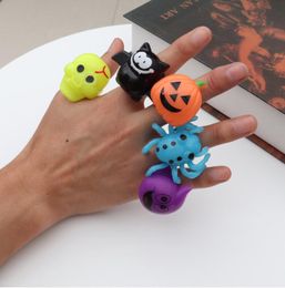 Halloween small gifts Dancing party finger lights flashing toy pumpkin skull pumpkin bat ring led gloves adorn prop