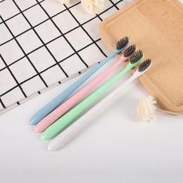 Soft Bamboo Charcoal Toothbrush Eco Friendly Wheat Straw Toothbrush Portable Hotel Home Travel Tooth Brush Oral Care 4 Colours LX3285