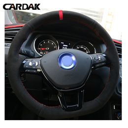 Hand-stitched Black Suede Steering Wheel Cover for Volkswagen VW Golf 7 Mk7 New Polo Jetta Passat B8