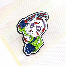 European-American style fashionable Personalised creative Azrael wearing mask with blood machete fierce shape design pin badge brooch