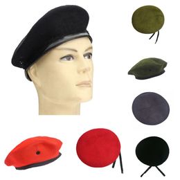 Unisex Fashion Vintage Solid Woollen Cloth Berets Men Hats Army Hat Men Women Uniform Cap Peaky Blinders Hats for Women199R