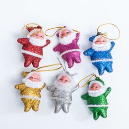 Christmas Decorations Colorful Shiny Gold Powder Santa Claus Ornaments 6-piece Colorful Santa Claus Pendants Free Shipping