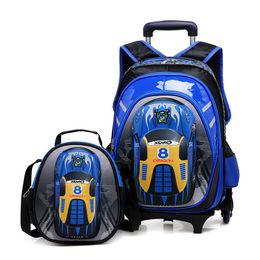 3D School Bags On wheels School Trolley backpacks wheeled backpack kids School Rolling backpacks for boy Children Travel bags 200919