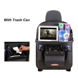 Car Seat Organizer PU Leather Storage Bag With Trash Can Foldable Dining Table Car Seat Storage Bag Accessories1292N