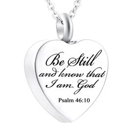 Charms Silver Stainless Steel Heart Pendant Faith For Women Cremation Keepsake Memorial Jewellery Necklace With Fill Kit Velvet Bag