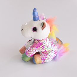 Unicorn Keychain Sequined unicorn Plush Doll key chain Backpack Bag Car Key horse Pendent Cute Animal Key Holder Party Favor GGA3722-6