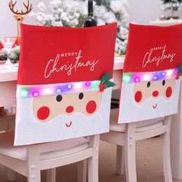 Flashing Glow Christmas Chair Covers Santa Claus Chair Back Cover Christmas Decoration For Home New Year Decor Seat Slipcover BH4046 TYJ