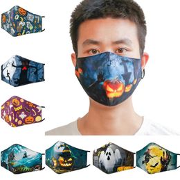 Design masks Halloween Party Cosplay masks with Filter Washable Face Mask 3D Digital Printing Mask Halloween skull Protection Cotton Mask