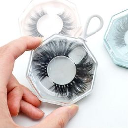 Crystal False Eyelash Packaging Box Creative Acrylic Polygon Keychain Eye lash Case 3 colors free ship makeup beauty tools 500