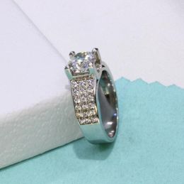 1CT Sterling Silver Wedding Anniversary Moissanite Diamond Ring Engagement Party BAND Fine Jewellery PT950 Women Gift
