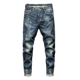 Men's Jeans Fashion Brand Men Slim Fit Autumn And Winter Retro Blue Stretch Pockets Desinger Fashions Casaul Man