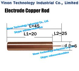 (10PCS Each) EDM Copper Rod Electrode d=1.8~5.0mm, Shank D=6.0mm, Shank 20Lmm, Overall length 45Lmm. Copper Rod for EDM Discharge Machining