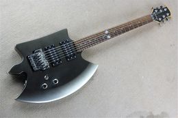 Axe Shape Body Electric Guitar with Tremolo Bridge,Chrome Hardware,Rosewood Fingerboard,HH Pickups,can be Customised