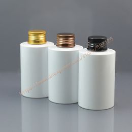 120ml pearl white PET bottle with copper/black/gold Aluminium lid(threads).oil/liquid/moisturizer/facial water container