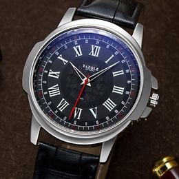 YAZOLE Men Quartz Wristwatch Fancy Blue Glass Male Classic Business Casual Watch Roman Scale Man Gift Watch Relogio Masculino