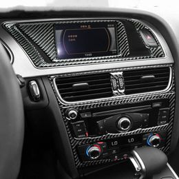 For Audi A4 A5 S5 Carbon Fibre Centre Console CD Panel Car Wrap Sticker Air Outlet Cover Trim Navigation Car Interior Decoration253j