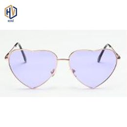 Sunglasses 2021 Vintage Heart Women Metal Frame Sun Glasses Monochrome Bicolor Colour Film Lens Eyewear
