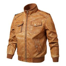 Men Genuine Leather Jackets Motorcycle Stand Collar Zipper Pocket Male Plus Size M-5XL Coats Biker Cow Leather Fashion Outerwear