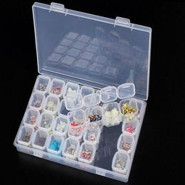 100pcs 28 Slots Clear Plastic Empty Nail Art Decoration Storage Case Box Nail Glitter Container Nail Tool