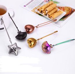 Stainless Steel Tea Strainers Transer Shell Heart Shape Mesh Tea Infuser for Steeping Loose Leaf Tea Reusable Metal Tool Accessories SN3342
