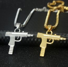 Fashion Personality Hip Hop Uzi Gun Necklaces & Pendants Gold Chain Necklace for Men Women Party Accessories