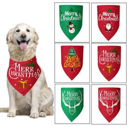 Pet Cats Dogs Polyester Elk Printed Bandana Washable Christmas Decoration Scarf Handkerchiefs Bibs For Xmas Dog Necks